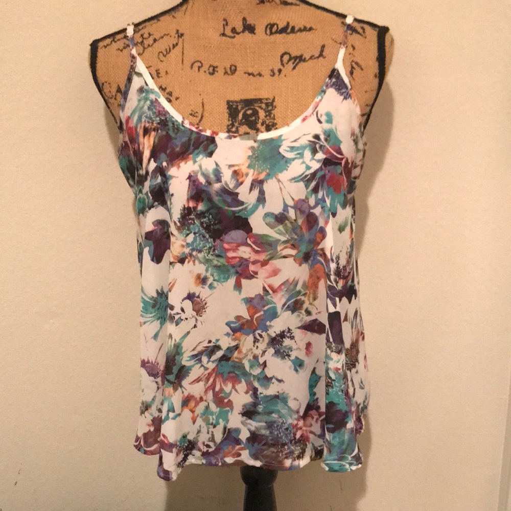 Apt 9 Sleeveless Floral Adjustable Strap Flowy Top-M